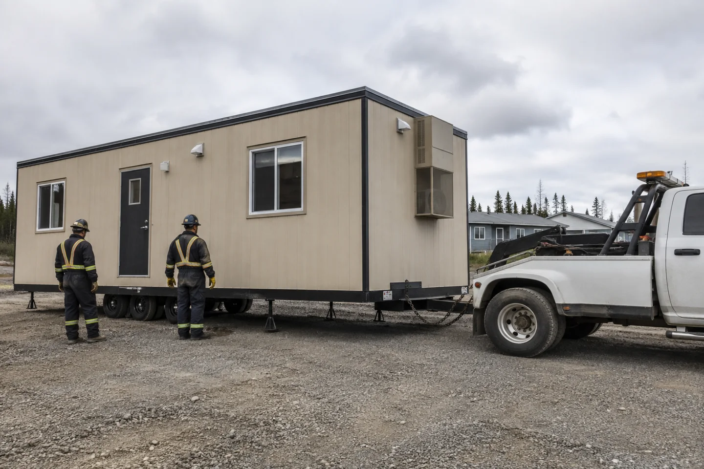 How are mobile office trailers delivered and installed?
